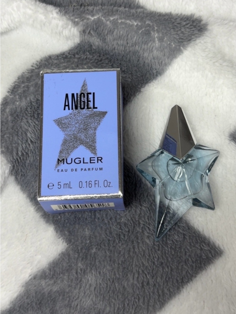 Mugler Angel Star-Shaped Mini in Light Blue with Silver Cap